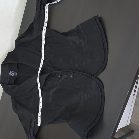 Cira Sun Woo Black Jacket Satin Plus Size Blazer Double Three Button Closure 1X - Picture 11 of 12